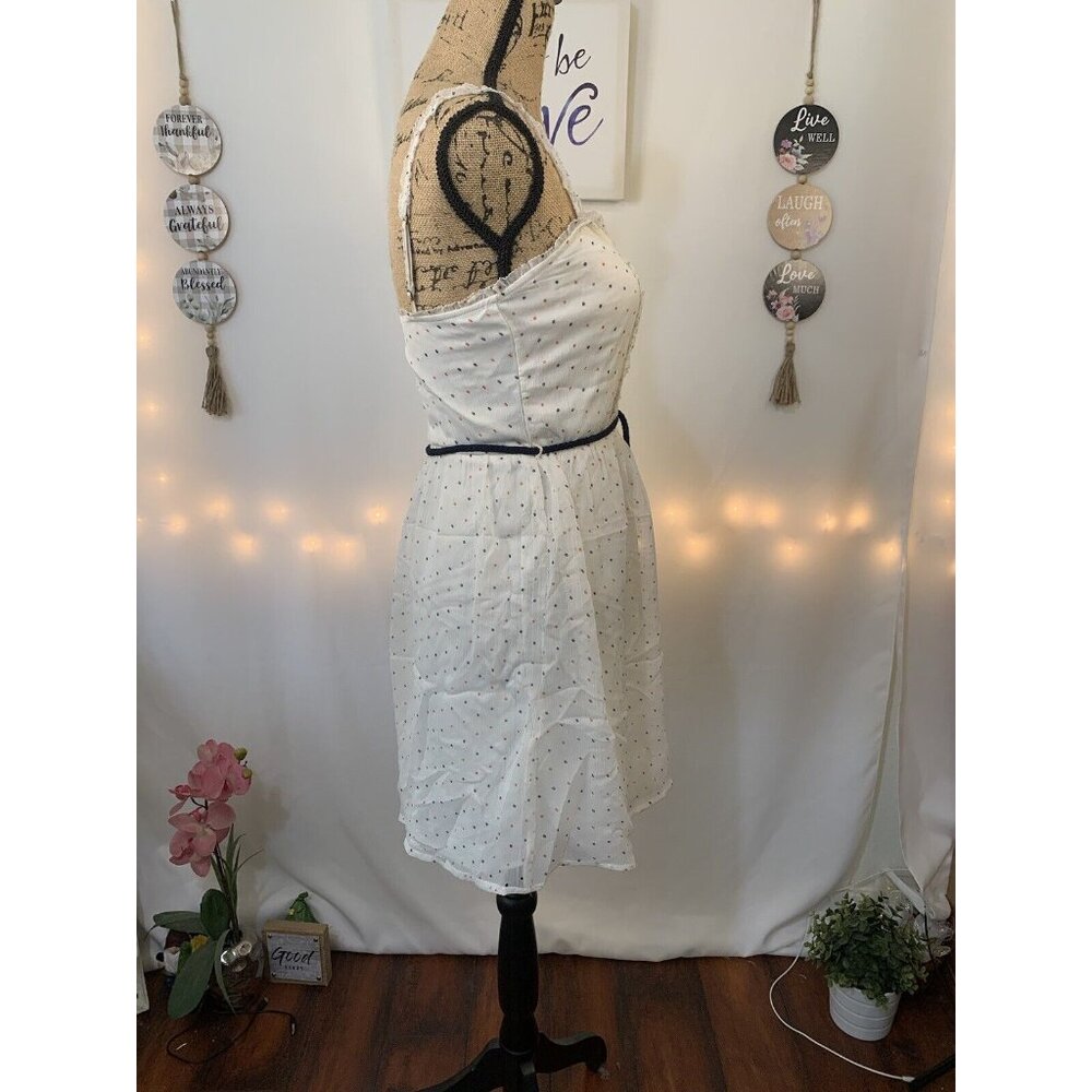 (E-147)ZARA Trafaluc White Polka Dot Dress Women Size S‎ Sleeveless Summer Lined - Picture 3 of 9